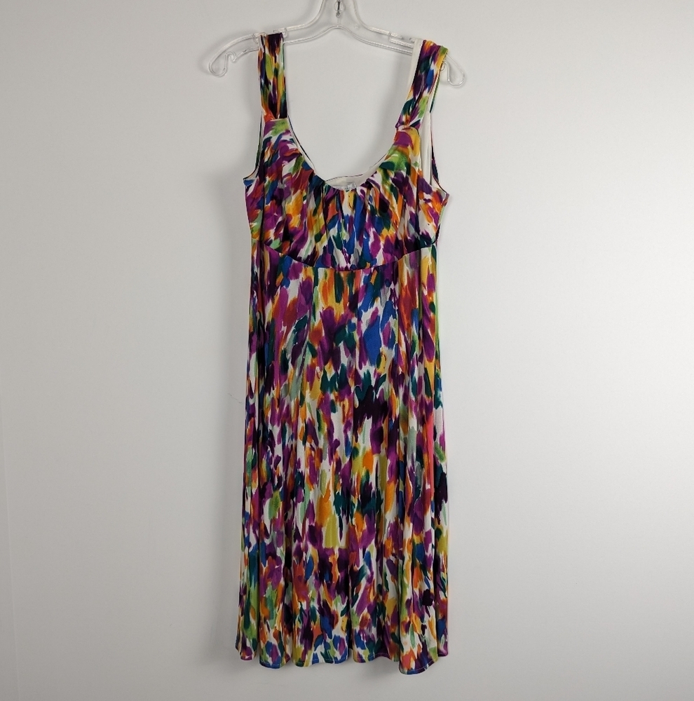 London Times Vivid Watercolor Print Sleeveless Maxi Dress - Size 16